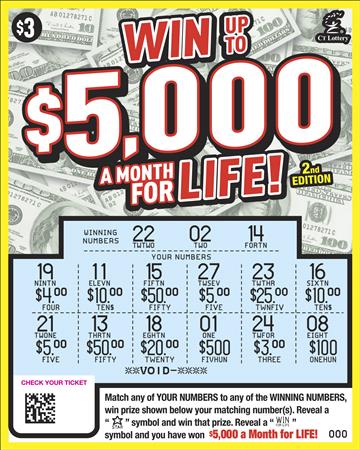 WIN UP TO $5,000 A MONTH FOR LIFE 2ND ED. rollover image